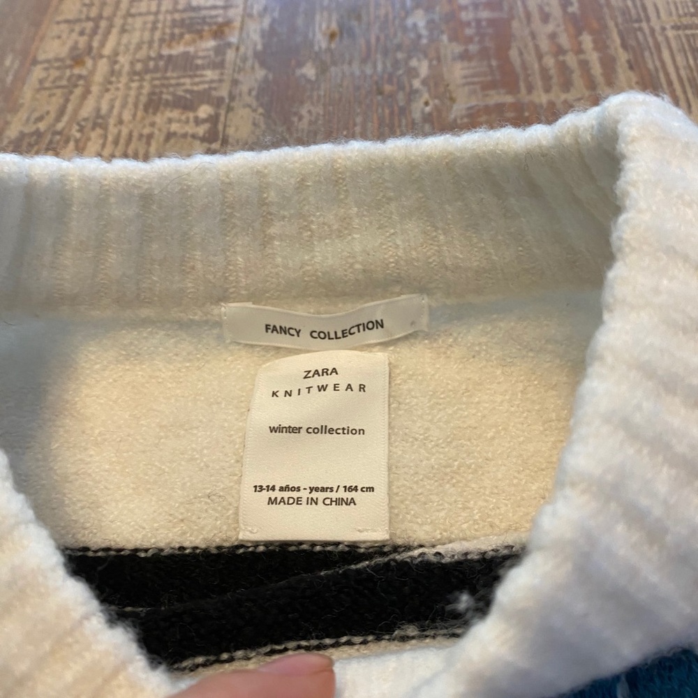Zara Kids Striped Floral Accent Sweater Women’s XS - Picture 4 of 5
